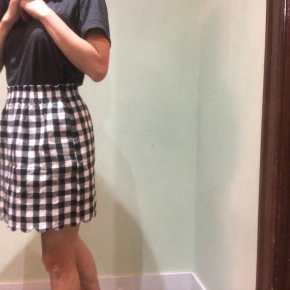 J. Crew Factory Gingham Scalloped Sidewalk Skirt - Picture 8 of 12